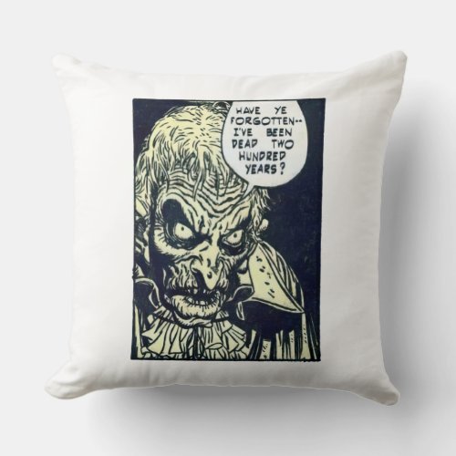 Vintage Horror Comic Panel Dead Two Hundred Years Throw Pillow
