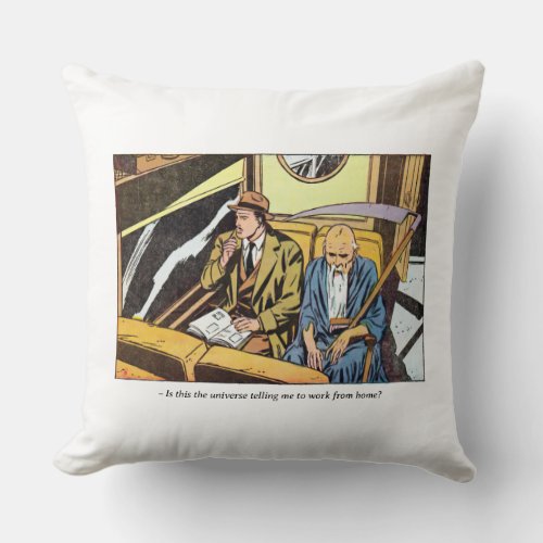 Vintage Horror Comic Panel Featuring The Reaper Throw Pillow