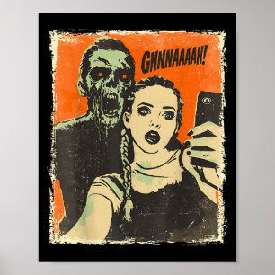 Vintage Horror Comic Zombie Selfie Creepy Cute Hal Poster