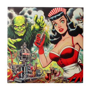 Vintage Horror Comics Ceramic Tile