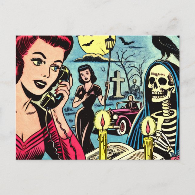Vintage Horror Comics Illustration Postcard (Front)