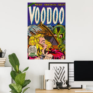 Vintage Horror Comics Voodoo Reptile Creature Poster