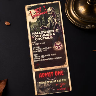 Vintage Horror Costume and Cocktail Halloween Raffle Tickets
