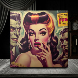 Vintage Horror Goth Girl Ceramic Tile