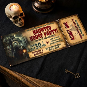 Vintage Horror Haunted House Halloween Party Raffle Tickets