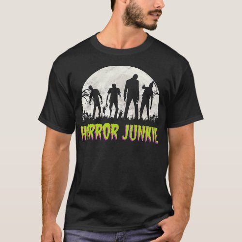 Vintage Horror Junkie Retro 80s Horror Zombie Movi T_Shirt