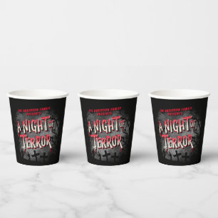 Vintage Horror Movie Adult Personalized Halloween Paper Cups