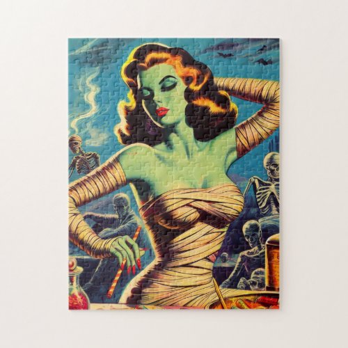 Vintage Horror Mummy Girl Jigsaw Puzzle