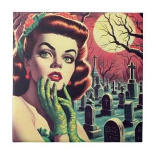 Vintage Horror Pin Up Ceramic Tile