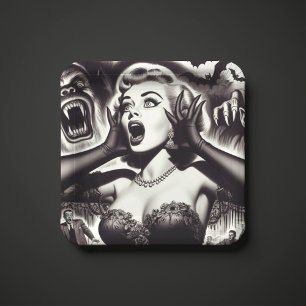 Vintage Horror Pin-up Paper Plates