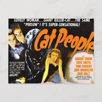 Vintage Horror Poster Cat People Postcard by SmallTownGirll at Zazzle