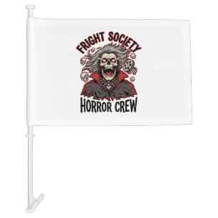 Vintage Horror Shirt Fright Society Skull Design_1 Car Flag