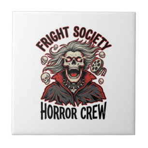 Vintage Horror Shirt Fright Society Skull Design_1 Ceramic Tile