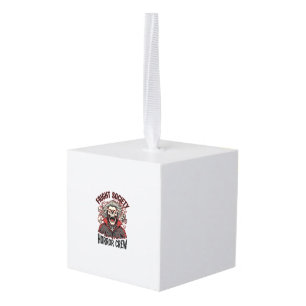 Vintage Horror Shirt Fright Society Skull Design_1 Cube Ornament