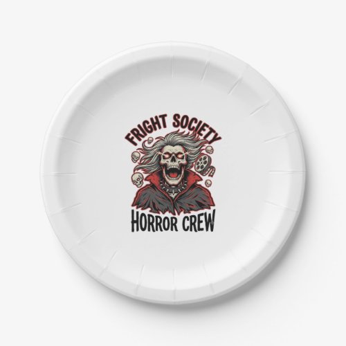 Vintage Horror Shirt Fright Society Skull Design_1 Paper Plates
