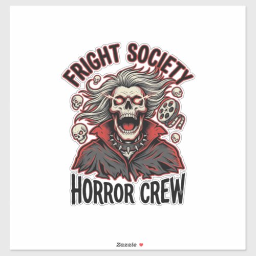 Vintage Horror Shirt Fright Society Skull Design_1 Sticker