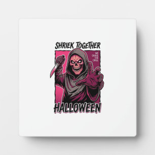 Vintage Horror Shirt with Engraved Slasher Hallowe Plaque