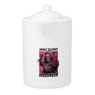 Vintage Horror Shirt with Engraved Slasher Hallowe Teapot