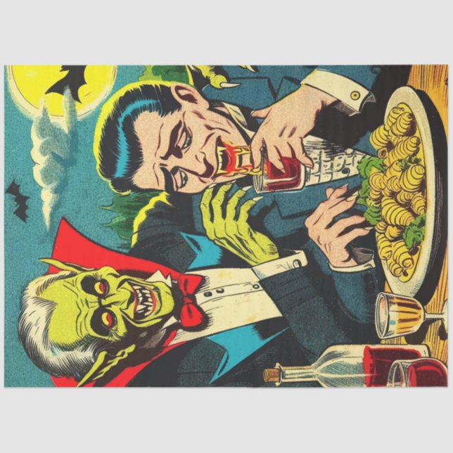 Vintage Horror Vampire Comics Tissue Paper (Front)
