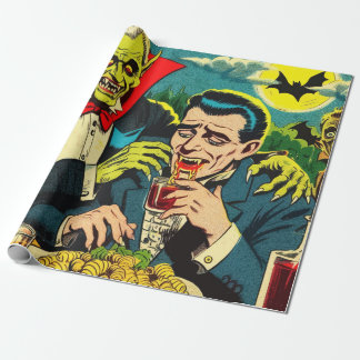 Vintage Horror Vampire Comics Wrapping Paper