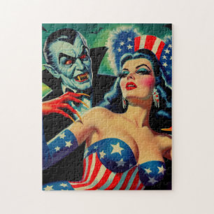 Vintage Horror Vampire Girl Jigsaw Puzzle