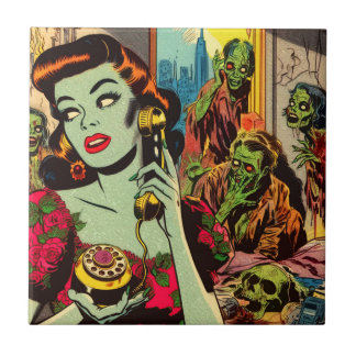 Vintage Horror Zombie Comics Ceramic Tile