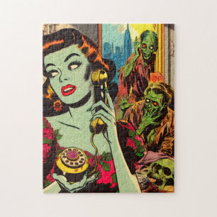 Vintage Horror Zombie Comics Jigsaw Puzzle