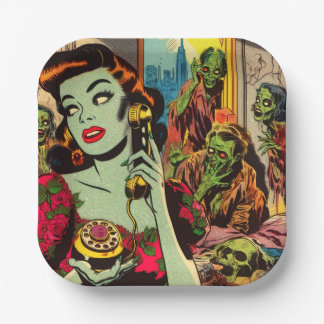 Vintage Horror Zombie Comics Paper Plates
