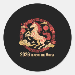 Vintage Horse 2026 Zodiac Chinese New Year Of The Classic Round Sticker
