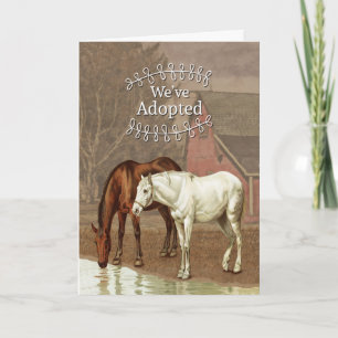 Vintage Horse Adoption Announcement w/ Two Horses