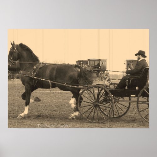 Vintage Horse and Carriage in Sepia Poster