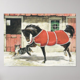 Vintage Horse and Dog Friends Poster