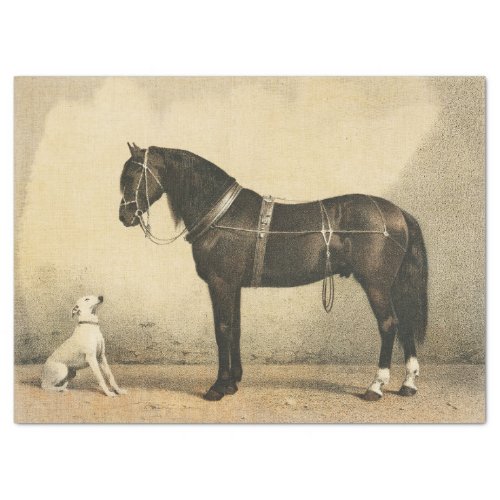 Vintage Horse and Dog Tissue or Decoupage Paper