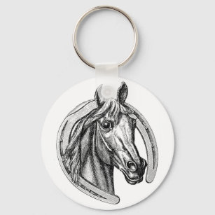 Vintage Horse and Horseshoe Keychain