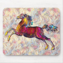 Vintage Horse and Pattern Art Mouse Pad