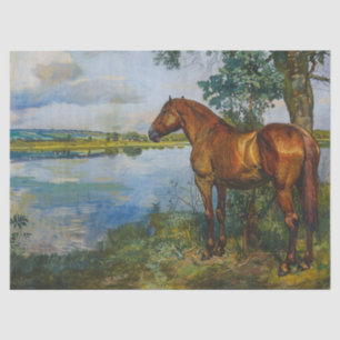 Vintage Horse and River Painting Decoupage Tissue Paper