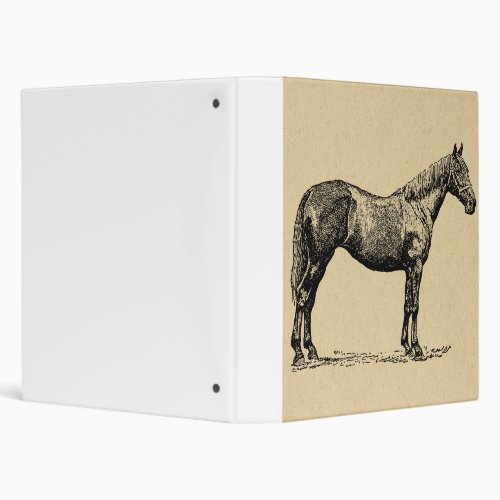 Vintage Horse Art Illustrated Equestrian Art 3 Ring Binder