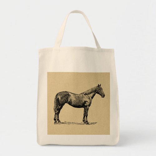 Vintage Horse Art Illustrated Equestrian Art Tote Bag