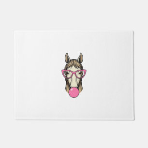 Vintage Horse Bubblegum Pink Glasses Shirt Design Doormat