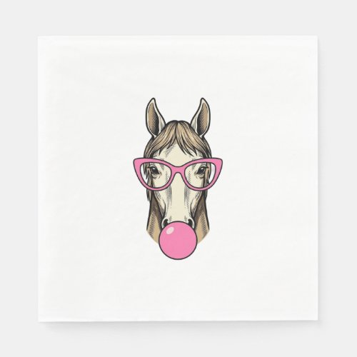 Vintage Horse Bubblegum Pink Glasses Shirt Design Napkins