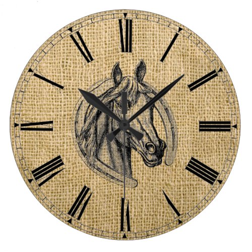 Vintage Horse Cameo Large Clock