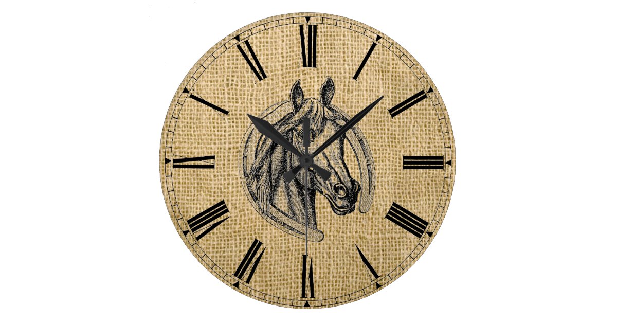 Vintage Horse Cameo Large Clock