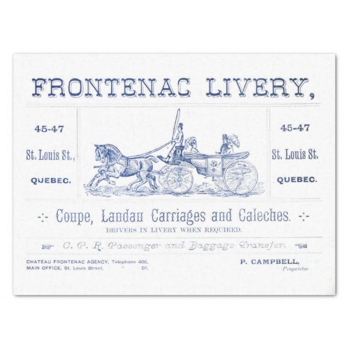Vintage Horse Carriage Frontenac Quebec Decoupage  Tissue Paper