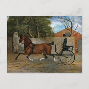 Vintage Horse Carriage Painting Postcard