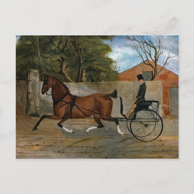 Vintage Horse Carriage Painting Postcard (Front)