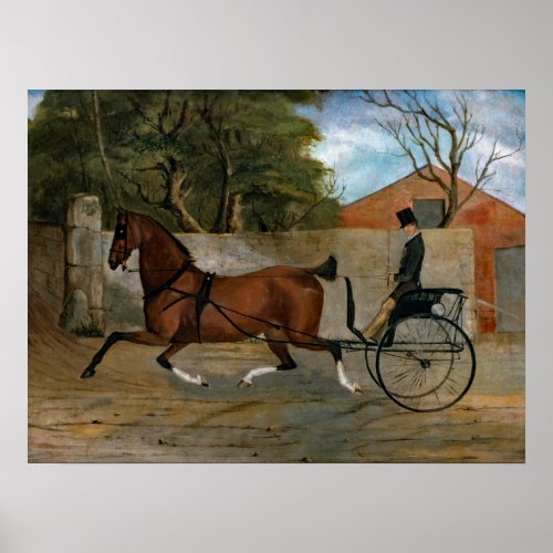 Vintage Horse Carriage Painting Poster