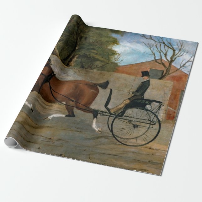 Vintage Horse Carriage Painting Wrapping Paper (Unrolled)