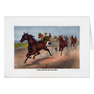 Vintage horse carriage racing print cards