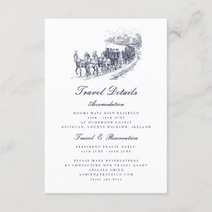 Vintage Horse Carriage Travel Details Wedding  Enclosure Card