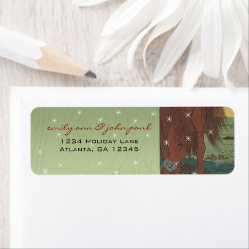 Vintage Horse Christmas Return Address Labels